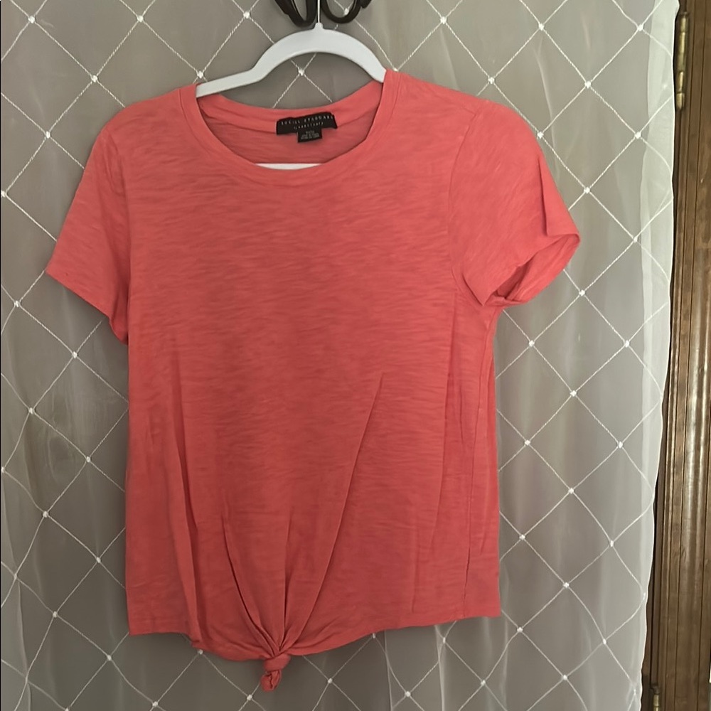 Pink Tie Front Short Sleeve Tee